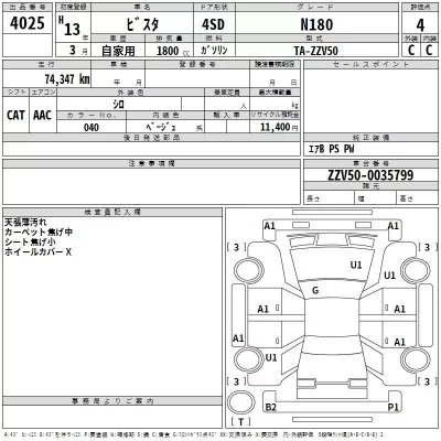 Toyota VISTA  с аукциона в Японии
