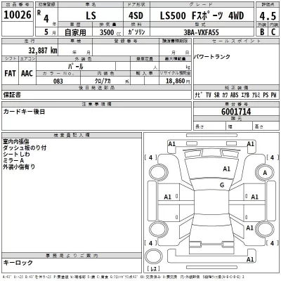 Lexus LS  с аукциона в Японии
