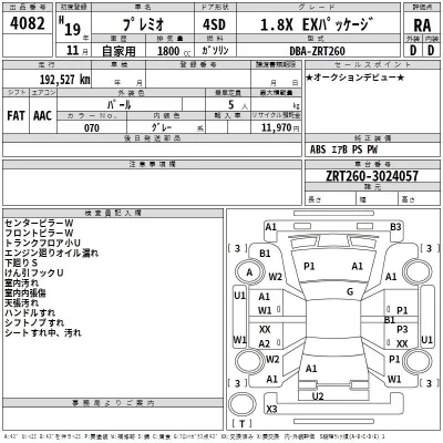 Toyota PREMIO  с аукциона в Японии