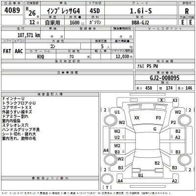 Subaru IMPREZA G4  с аукциона в Японии