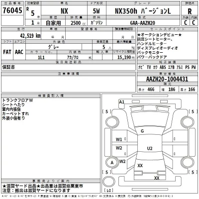 Lexus NX  с аукциона в Японии