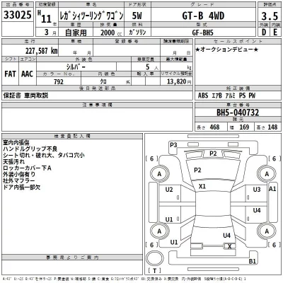 Subaru LEGACY  с аукциона в Японии