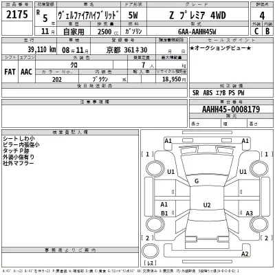 Toyota VELLFIRE  с аукциона в Японии