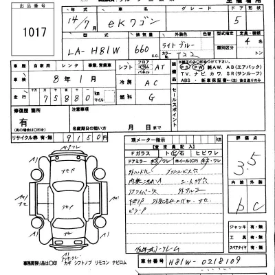 Mitsubishi EK WAGON  с аукциона в Японии