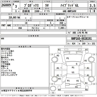 Toyota PROBOX  с аукциона в Японии