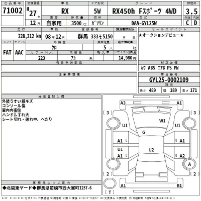 Lexus RX  с аукциона в Японии