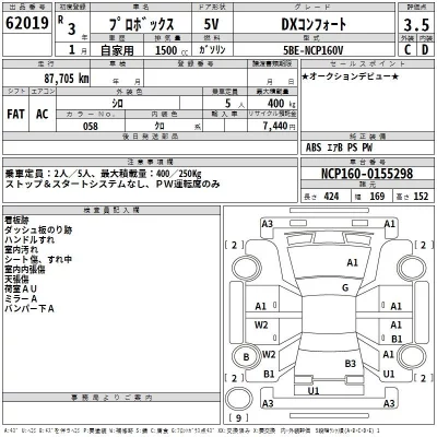 Toyota PROBOX  с аукциона в Японии