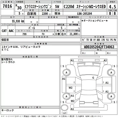 Mercedes-Benz C CLASS WAGON  с аукциона в Японии