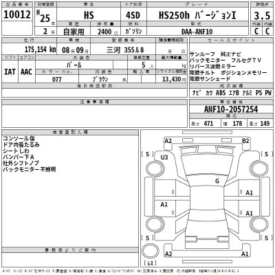 Lexus HS  с аукциона в Японии
