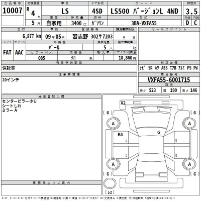 Lexus LS  с аукциона в Японии