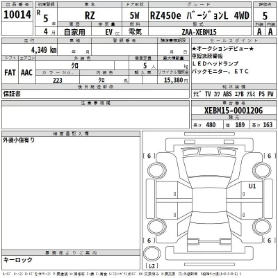 Lexus RZ  с аукциона в Японии