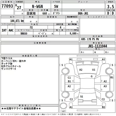 Honda N WGN  с аукциона в Японии
