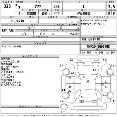 Toyota AQUA  с аукциона в Японии