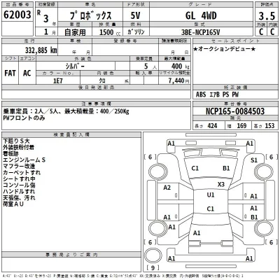 Toyota PROBOX  с аукциона в Японии