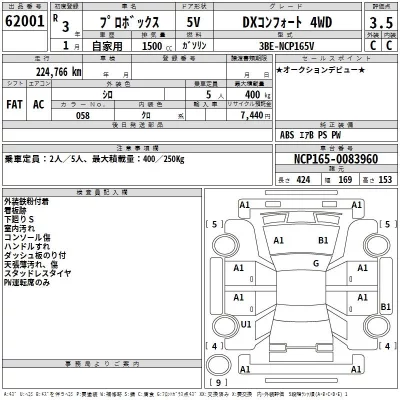 Toyota PROBOX  с аукциона в Японии