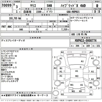 Toyota YARIS  с аукциона в Японии