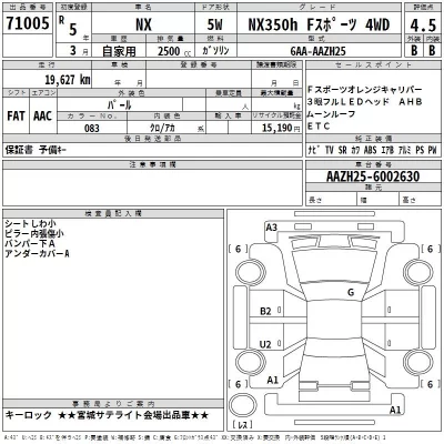 Lexus NX  с аукциона в Японии