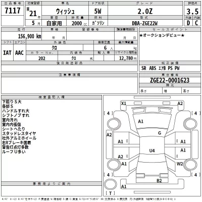 Toyota WISH  с аукциона в Японии