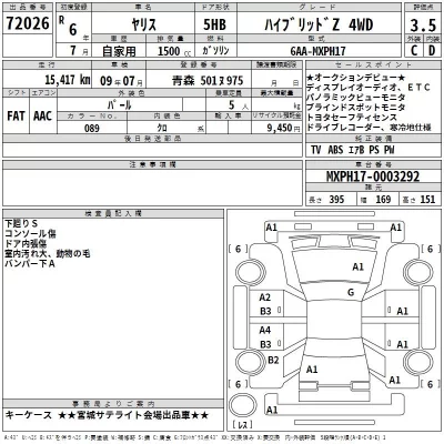 Toyota YARIS  с аукциона в Японии