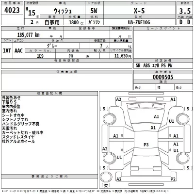Toyota WISH  с аукциона в Японии
