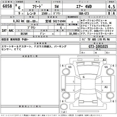 Honda FREED  с аукциона в Японии