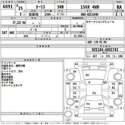 Toyota AURIS  с аукциона в Японии