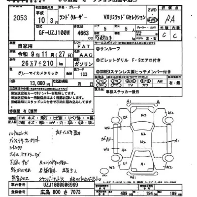 Toyota LAND CRUISER  с аукциона в Японии