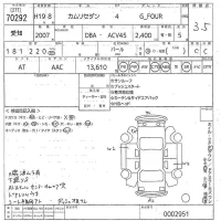 Toyota CAMRY лот № 70292 оценка 3.5  с аукциона в Японии 10
