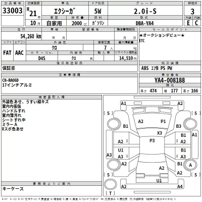 Subaru EXIGA  с аукциона в Японии