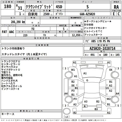 Toyota CROWN  с аукциона в Японии