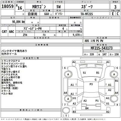 Suzuki MRWAGON  с аукциона в Японии