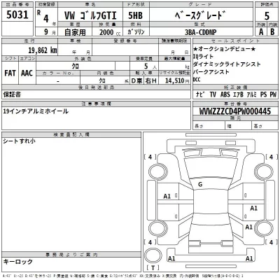 Volkswagen GOLF  с аукциона в Японии