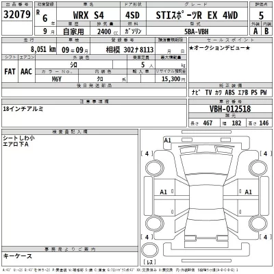 Subaru WRX  с аукциона в Японии