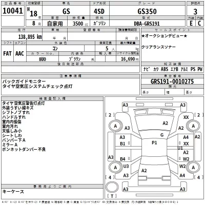 Lexus GS  с аукциона в Японии