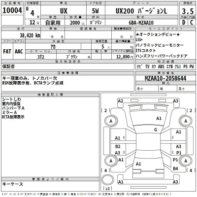 Lexus UX  с аукциона в Японии