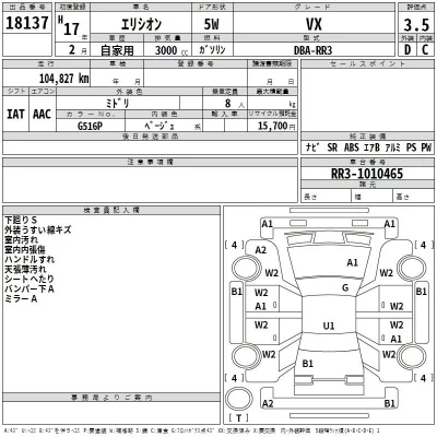 Honda ELYSION  с аукциона в Японии