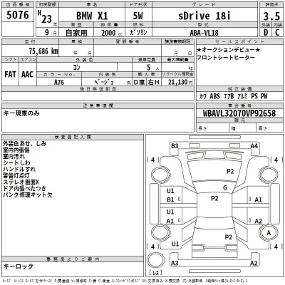 BMW X1  с аукциона в Японии