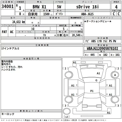 BMW X1  с аукциона в Японии