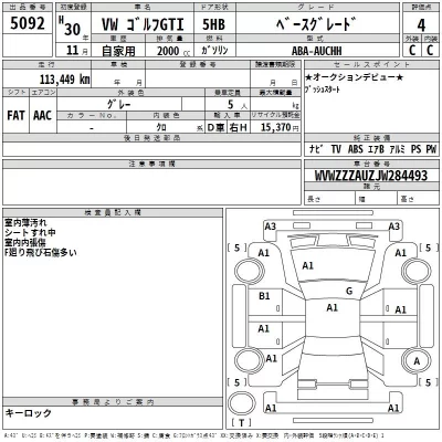 Volkswagen GOLF  с аукциона в Японии