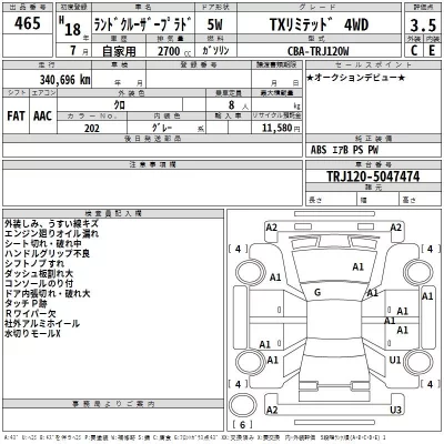 Toyota LAND CRUISER PRADO  с аукциона в Японии