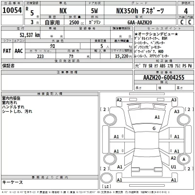 Lexus NX  с аукциона в Японии