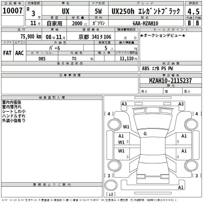 Lexus UX  с аукциона в Японии