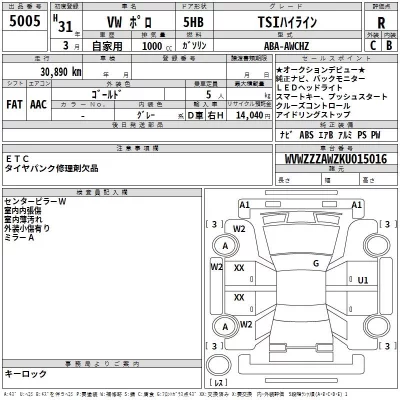 Volkswagen POLO  с аукциона в Японии