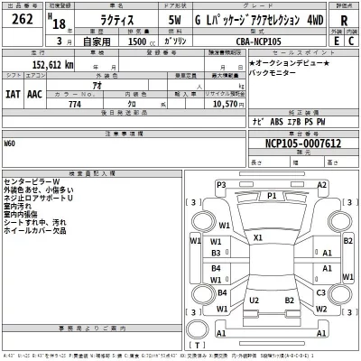 Toyota RACTIS  с аукциона в Японии