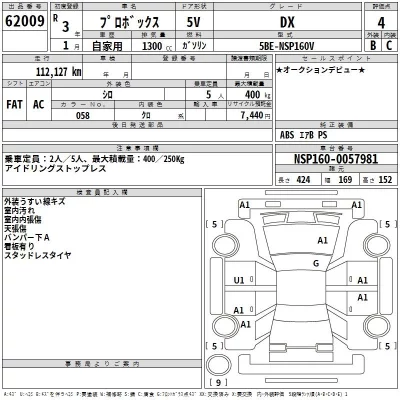 Toyota PROBOX  с аукциона в Японии