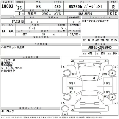 Lexus HS  с аукциона в Японии