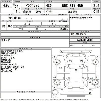 Subaru IMPREZA  с аукциона в Японии