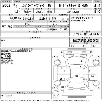 Rover RANGE ROVER  с аукциона в Японии