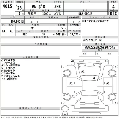 Volkswagen POLO  с аукциона в Японии