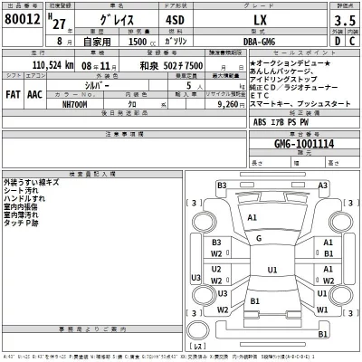 Honda GRACE  с аукциона в Японии